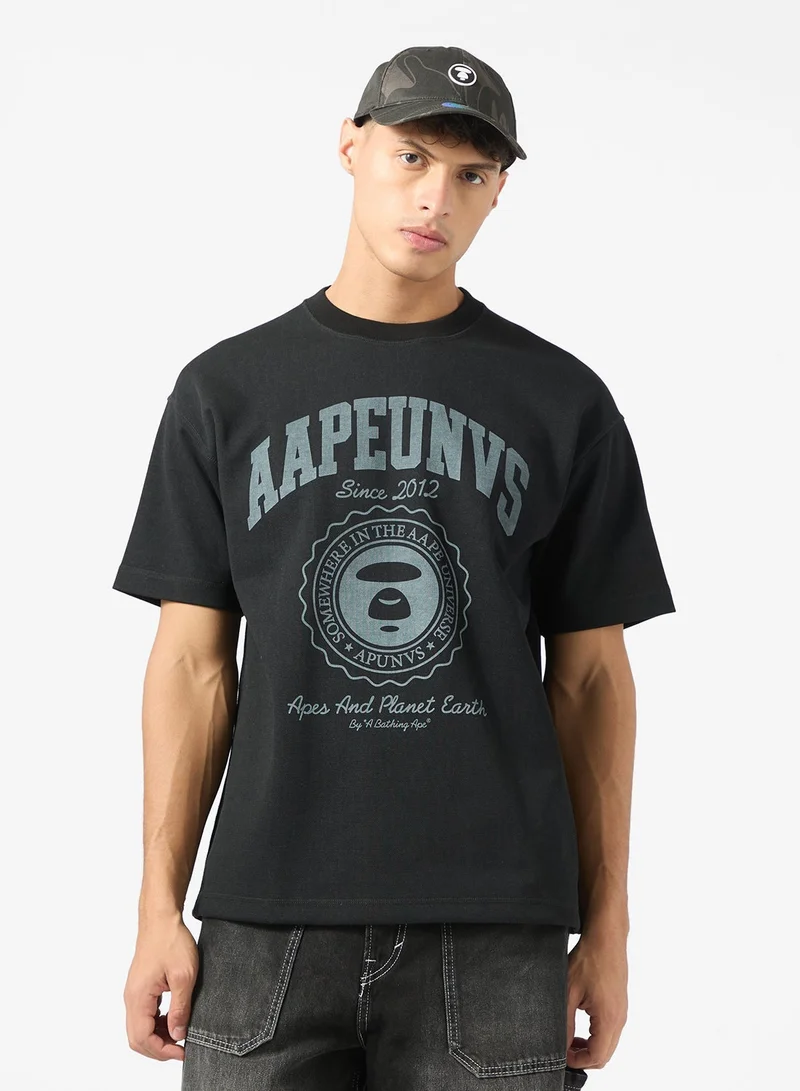 AAPE AAPEUNVS moonface college tee